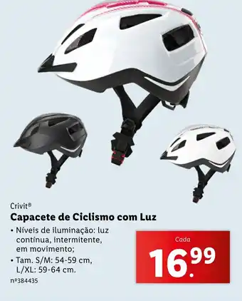 Lidl Crivit Capacete de Ciclismo com Luz promoção