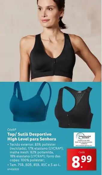 Lidl Crivit Top/ Sutiã Desportivo High Level para Senhora promoção