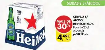 Pingo Doce CERVEJA S/ ÁLCOOL HEINEKEN 0.0% Pack 6x25cl promoção