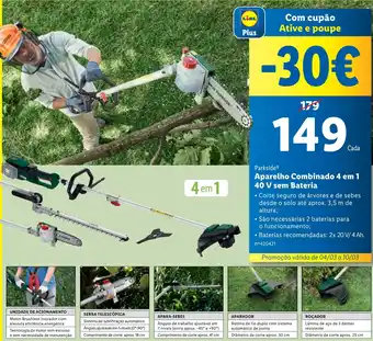 Lidl Parkside Aparelho Combinado 4 em 1 40 V sem Bateria promoção