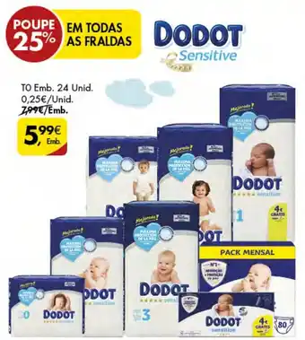 Pingo Doce EM TODAS AS FRALDAS DODOT TO Emb. 24 Unid. promoção