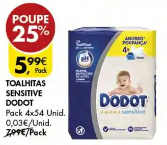 Pingo Doce TOALHITAS SENSITIVE DODOT Pack 4x54 Unid. promoção
