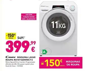 Radio Popular CANDY MÁQUINA LAVAR ROUPA RO14116DWMCT-S promoção