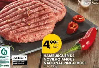 Pingo Doce HAMBÚRGUER DE NOVILHO ANGUS NACIONAL PINGO DOCE Emb. 400g promoção