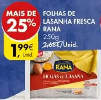 Pingo Doce FOLHAS DE LASANHA FRESCA RANA 250g promoção