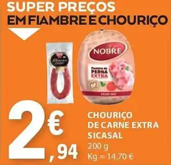 E.Leclerc CHOURIÇO DE CARNE EXTRA SICASAL 200 g promoção