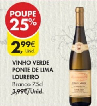 Pingo Doce Vinho Verde Ponte de Lima Loureiro 75cl promoção