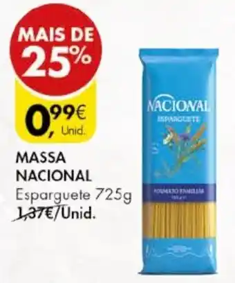 Pingo Doce MASSA NACIONAL Esparguete 725g promoção
