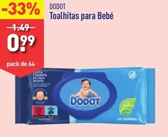 ALDI DODOT Toalhitas para Bebé pack de 64 promoção