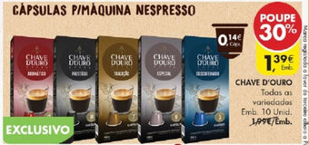Pingo Doce Cápsulas P/Máquina Nespresso Chave D'Ouro 10 Unid promoção
