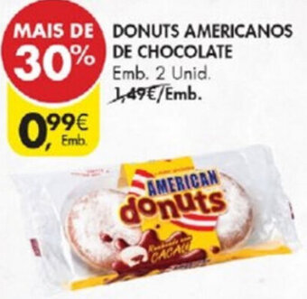 Pingo Doce Donuts Americanos de Chocolate 2 Unid promoção