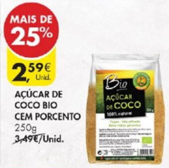 Pingo Doce Açúcar de Coco Bio cem Porcento 250g promoção