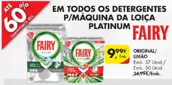 Pingo Doce Detergentes P/Máquina da Loiça Platinum Fairy promoção