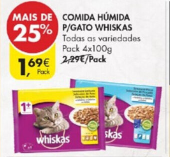 Pingo Doce Comida Húmida P/Gato Whiskas 4x100g promoção