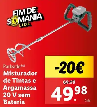 Lidl Parkside Misturador de Tintas e Argamassa 20 V sem Bateria promoção
