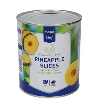 Makro makro Chef Ananás Rodelas Calda 3 Kg (1,795G) promoção