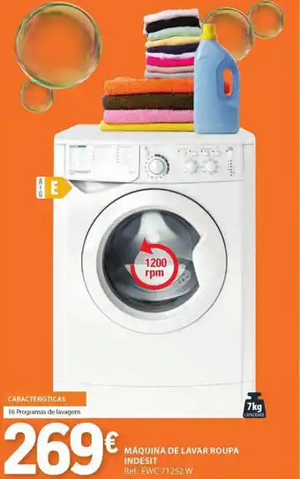 E.Leclerc MÁQUINA DE LAVAR ROUPA INDESIT Ref.: EWC 71252 W promoção