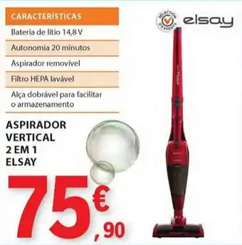 E.Leclerc ASPIRADOR VERTICAL 2 EM 1 ELSAY promoção