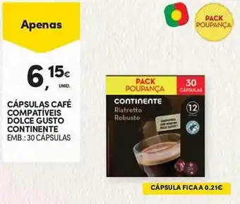 Continente CÁPSULAS CAFÉ COMPATÍVEIS DOLCE GUSTO CONTINENTE EMB.: 30 CÁPSULAS promoção