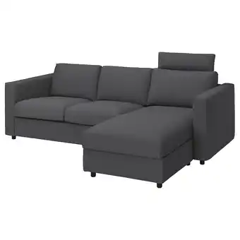 Vimle Sofá 3 lugares c/chaise longue, c/apoio p/cabeça/hallarp cinz