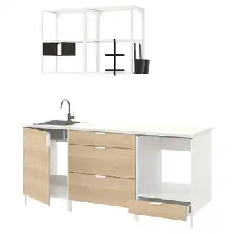 IKEA Enhet Cozinha, branco/efeito carvalho, 203x63.5x222 cm promoção