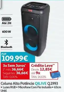 Auchan Qilive - coluna alta potência q.1993 promoção