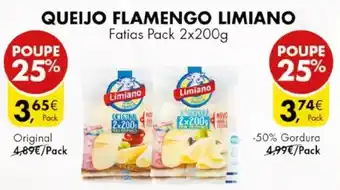 Pingo Doce QUEIJO FLAMENGO LIMIANO Fatias Pack 2x200g promoção