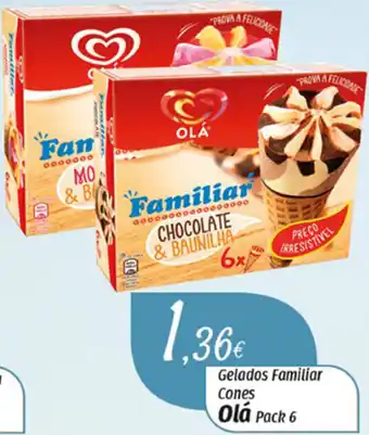 Miranda Supermercados Gelados Familiar Cones Olá Pack 6 promoção