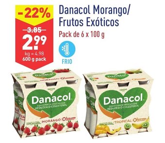 ALDI Danacol Morango/Frutos Exóticos 6x100g promoção
