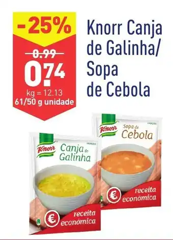 ALDI Knorr Canja de Galinha/Sopa de Cebola 61/150g promoção