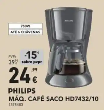 Radio Popular PHILIPS MÁQ. CAFÉ SACO HD7432/10 promoção