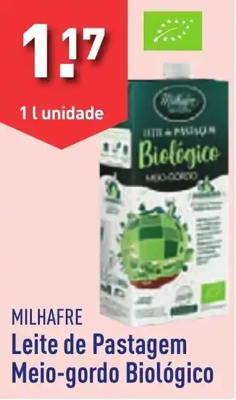 ALDI MILHAFRE Leite de Pastagem Meio-gordo Biológico 1 l unidade promoção