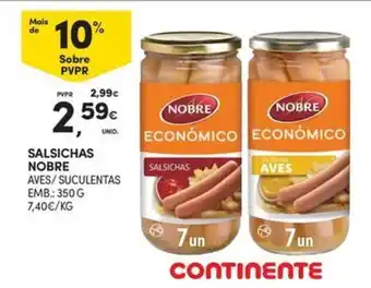 Continente SALSICHAS NOBRE promoção