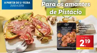 Lidl Deluxe Salame com Pistácios Fatiado promoção