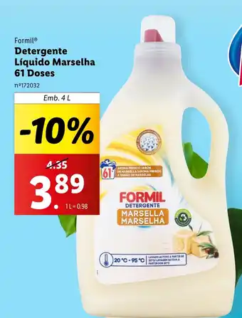 Lidl Formil Detergente Líquido Marselha 61 Doses Emb. 4 L promoção