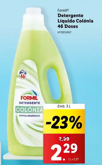 Lidl Formil Detergente Líquido Colónia 46 Doses Emb. 3 L promoção