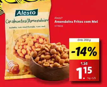 Lidl Alesto Amendoins Fritos com Mel Emb. 200 g promoção