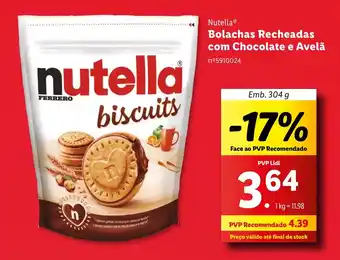 Lidl Nutella Bolachas Recheadas com Chocolate e Avelã Emb. 304 g promoção