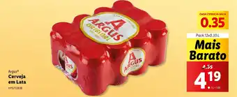 Lidl Argus Cerveja em Lata Pack 12x0,33 L promoção