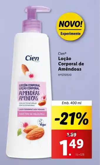 Lidl Cien Loção Corporal de Amêndoas Emb. 400 ml promoção