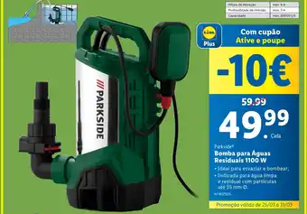 Lidl Parkside Bomba para Águas Residuais 1100 W promoção