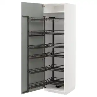 IKEA Metod Armário alto c/despensa extraível, branco/havstorp cinz clr, 60x60x200 cm promoção