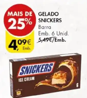 Pingo Doce GELADO SNICKERS Barra Emb. 6 Unid. promoção
