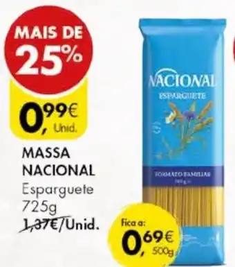 Pingo Doce MASSA NACIONAL Esparguete 725G promoção