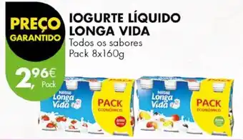 Pingo Doce IOGURTE LÍQUIDO LONGA VIDA Todos os sabores Pack 8x160g promoção