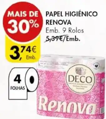 Pingo Doce PAPEL HIGIÉNICO RENOVA Emb. 9 Rolos promoção