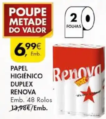 Pingo Doce PAPEL HIGIÉNICO DUPLEX RENOVA Emb. 48 Rolos promoção