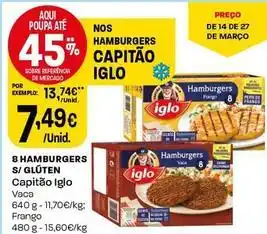 Intermarché Capitão iglo - 8 hamburgers s/ glúten promoção
