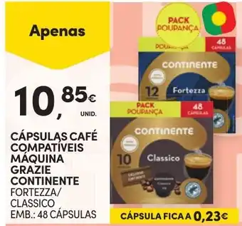 Continente CÁPSULAS CAFÉ COMPATÍVEIS MÁQUINA GRAZIE CONTINENTE EMB.: 48 CÁPSULAS promoção