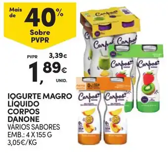 Continente IOGURTE MAGRO LÍQUIDO CORPOS DANONE EMB.: 4 X 155 G promoção